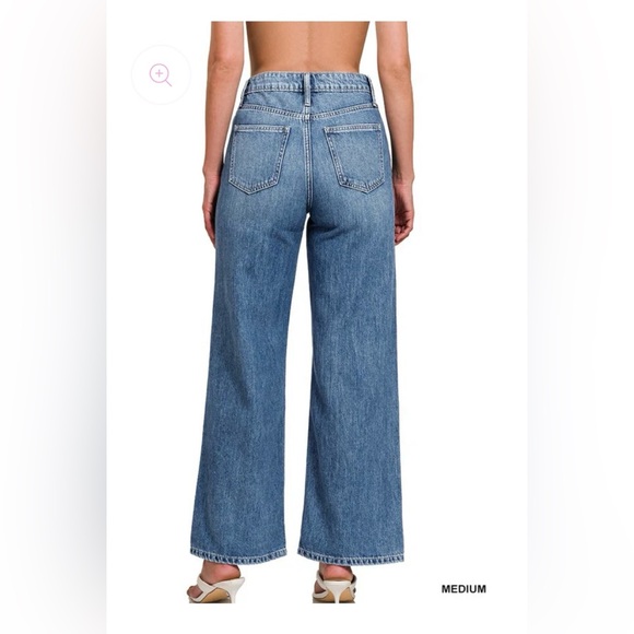 NWOT- Zenana Outfitters Blue Achilles Ultra Rise Flare Wide-Leg Jeans - Picture 2 of 8